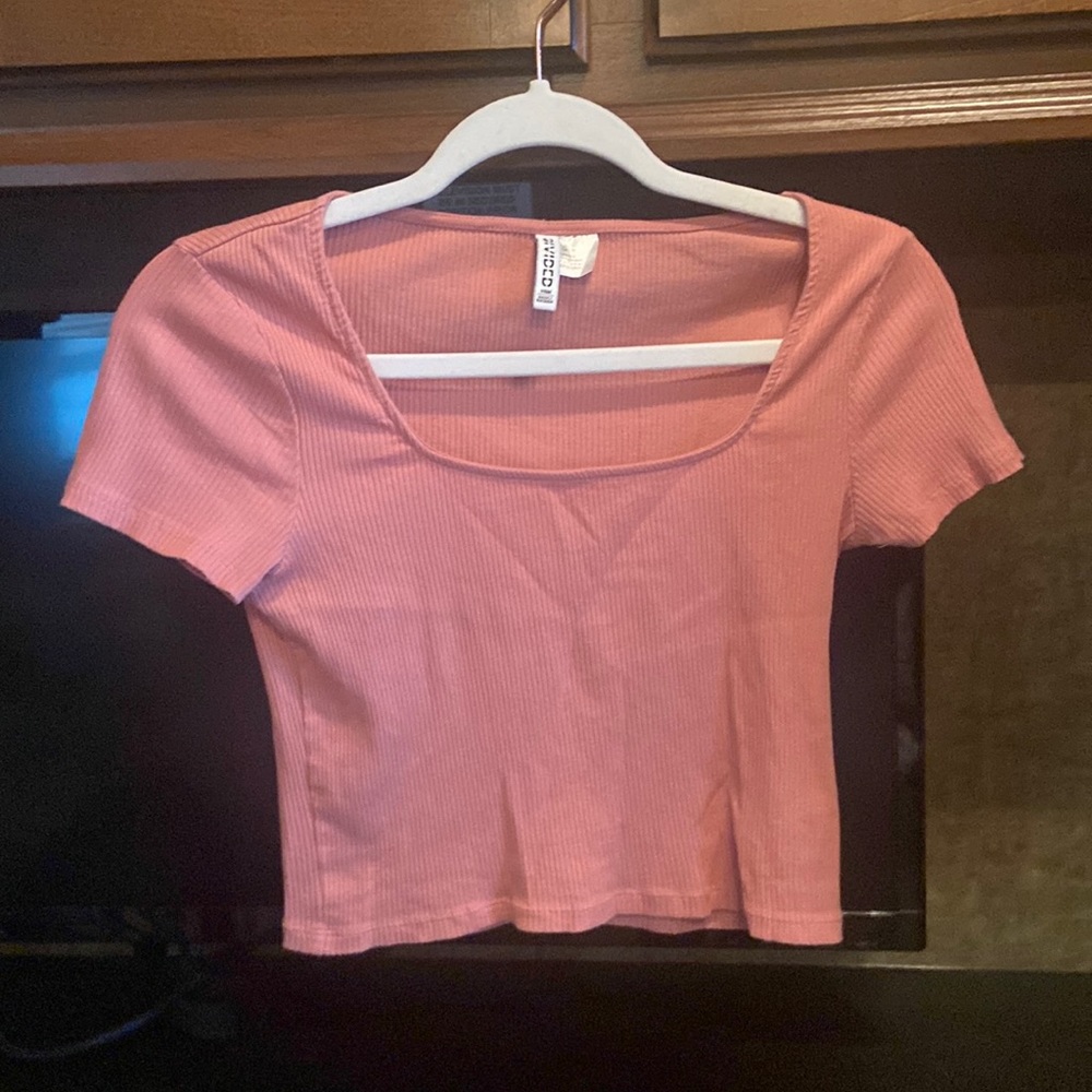 H&M pink rubber crop top
